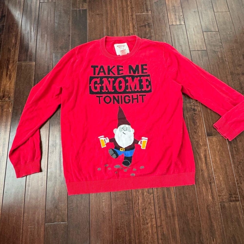 Mossimo Supply Co. Red Gnome Crewneck Sweater